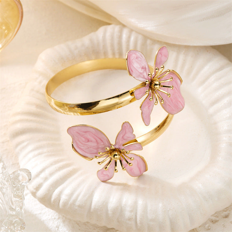 Anillo Mariposas Esmaltadas Rosa Ajustable