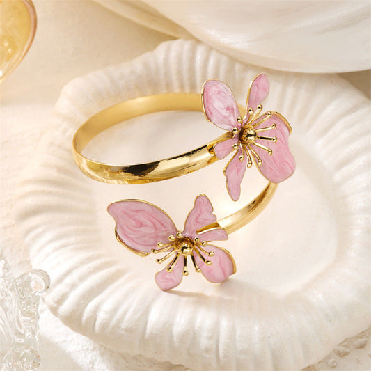 Anillo Mariposas Esmaltadas Rosa Ajustable