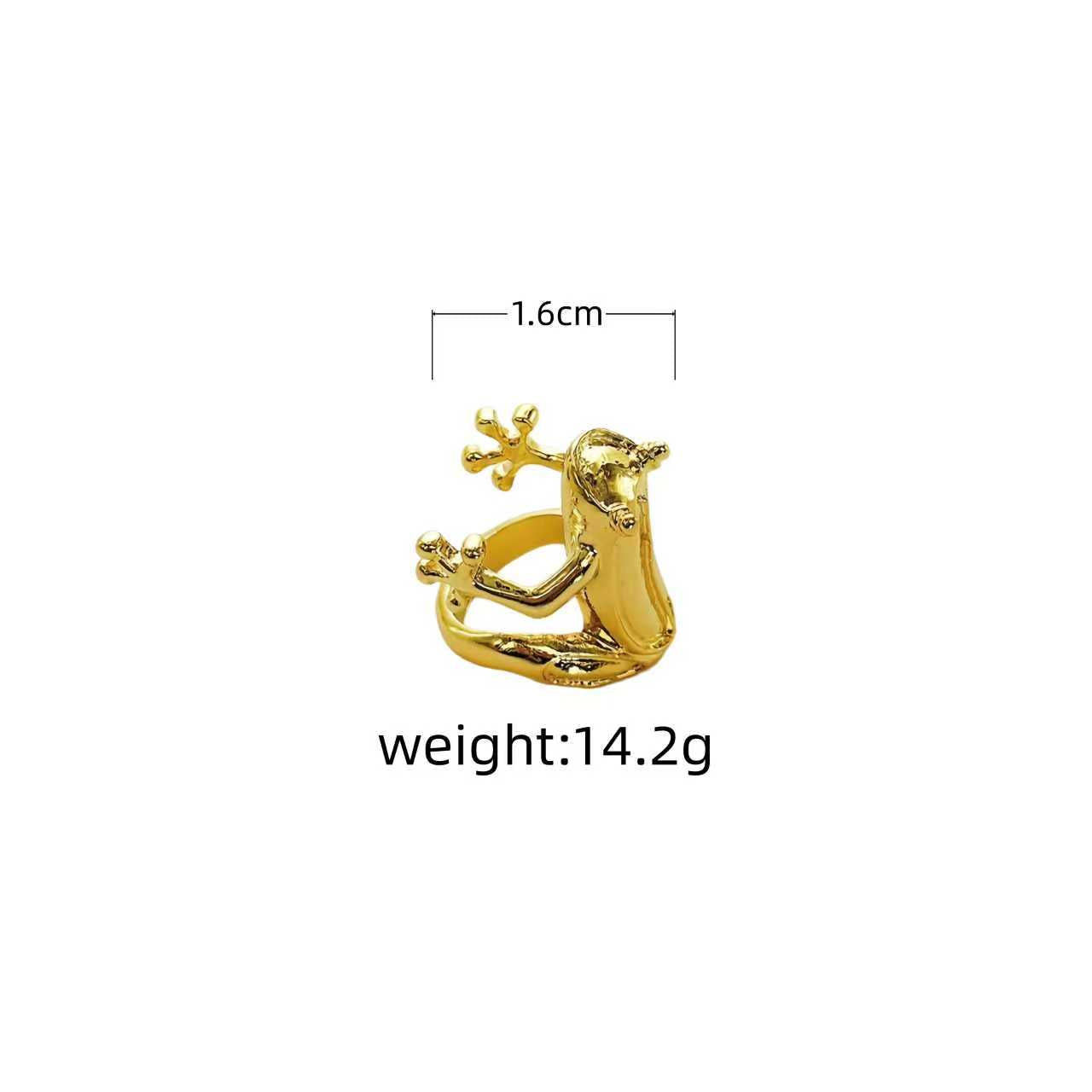 Anillo Rana Dorada Abrazada Ajustable 3D