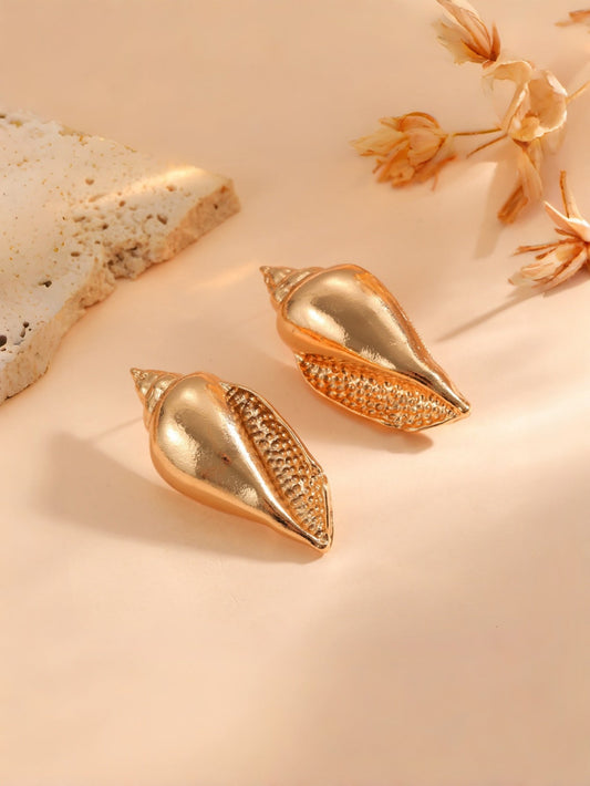 Aretes Caracol de Mar Pulido Dorado