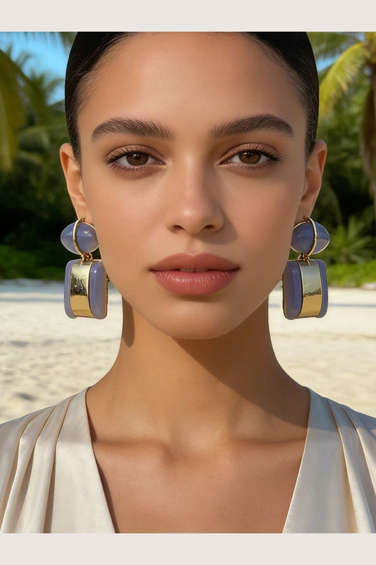 Aretes Statement de Resina Lavanda