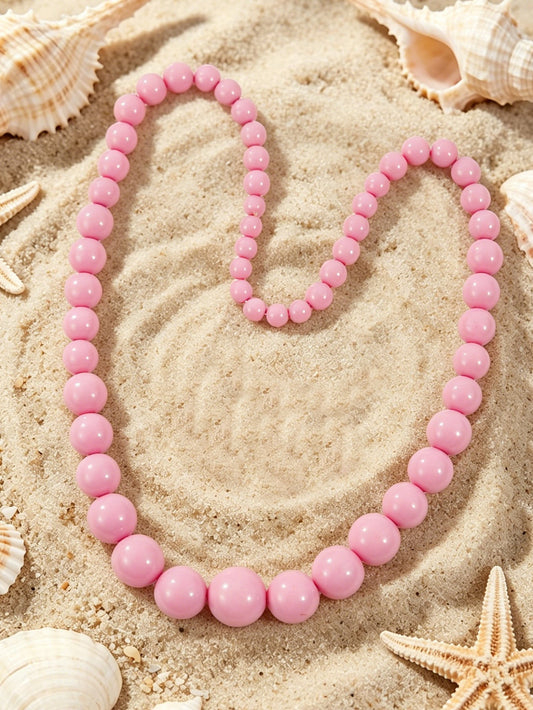Collar de Cuentas Redondas Rosa Pastel