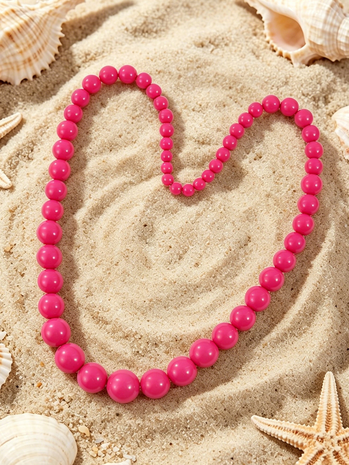 Collar de Cuentas Redondas Rosa Fucsia