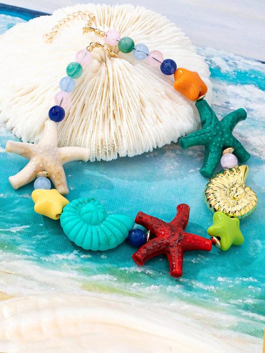 Pulsera Cuentas Estrellas y Conchas Marinas