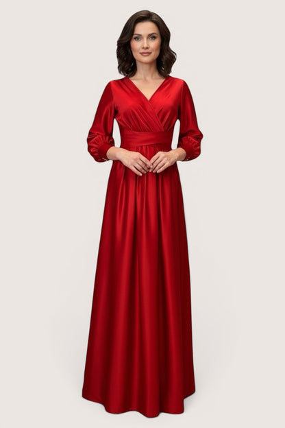 Vestido largo Satinado manga Larga