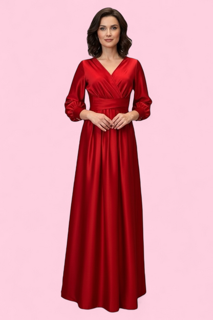 Vestido largo Satinado manga Larga