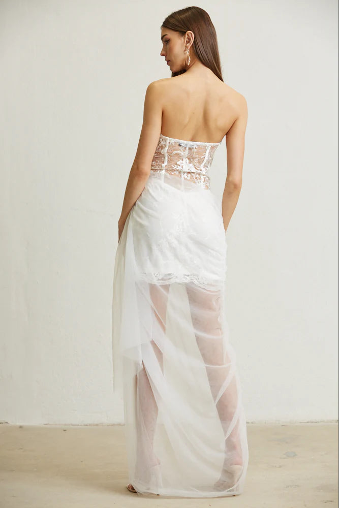 Vestido Largo  transparente blanco