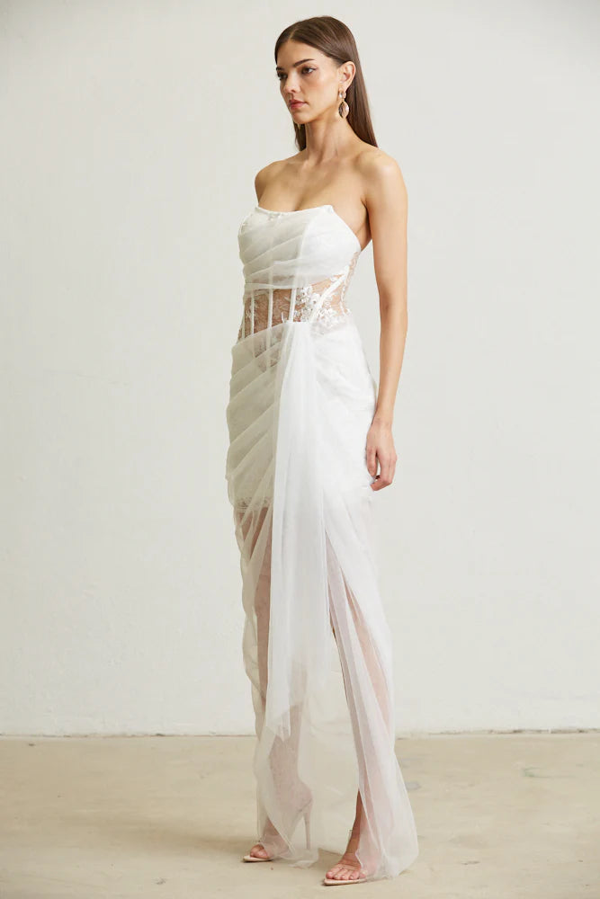 Vestido Largo  transparente blanco
