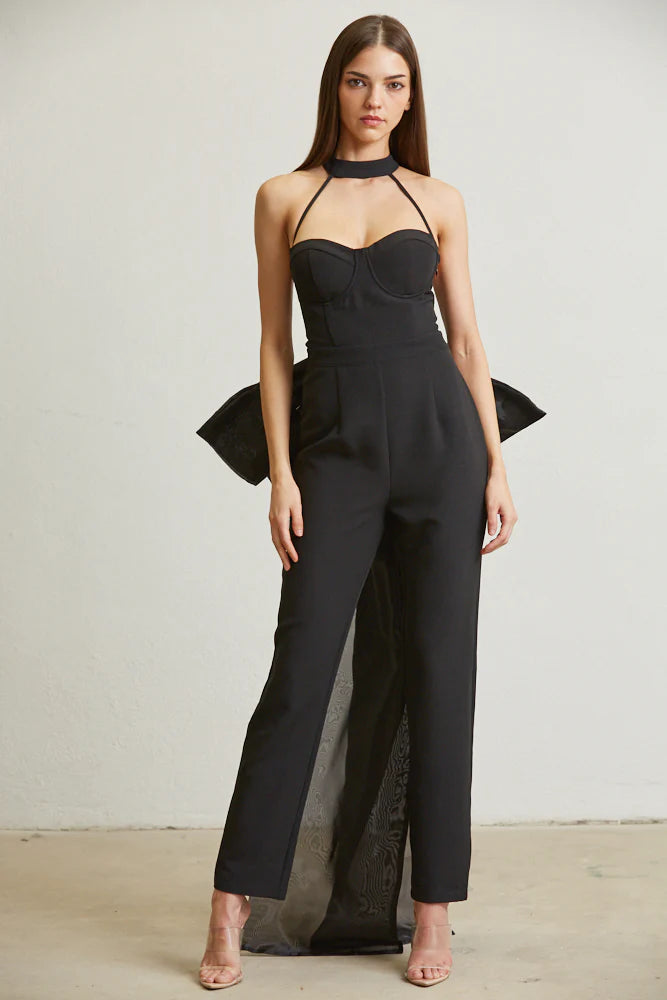 Jumpsuit Negro con Bustier Moño atras