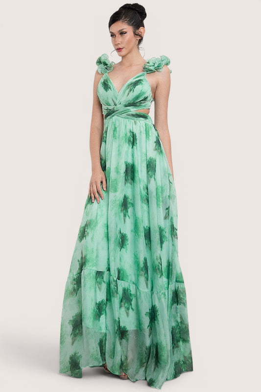 Vestido maxi verde - vista lateral