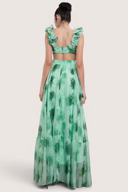 Vestido maxi verde completo