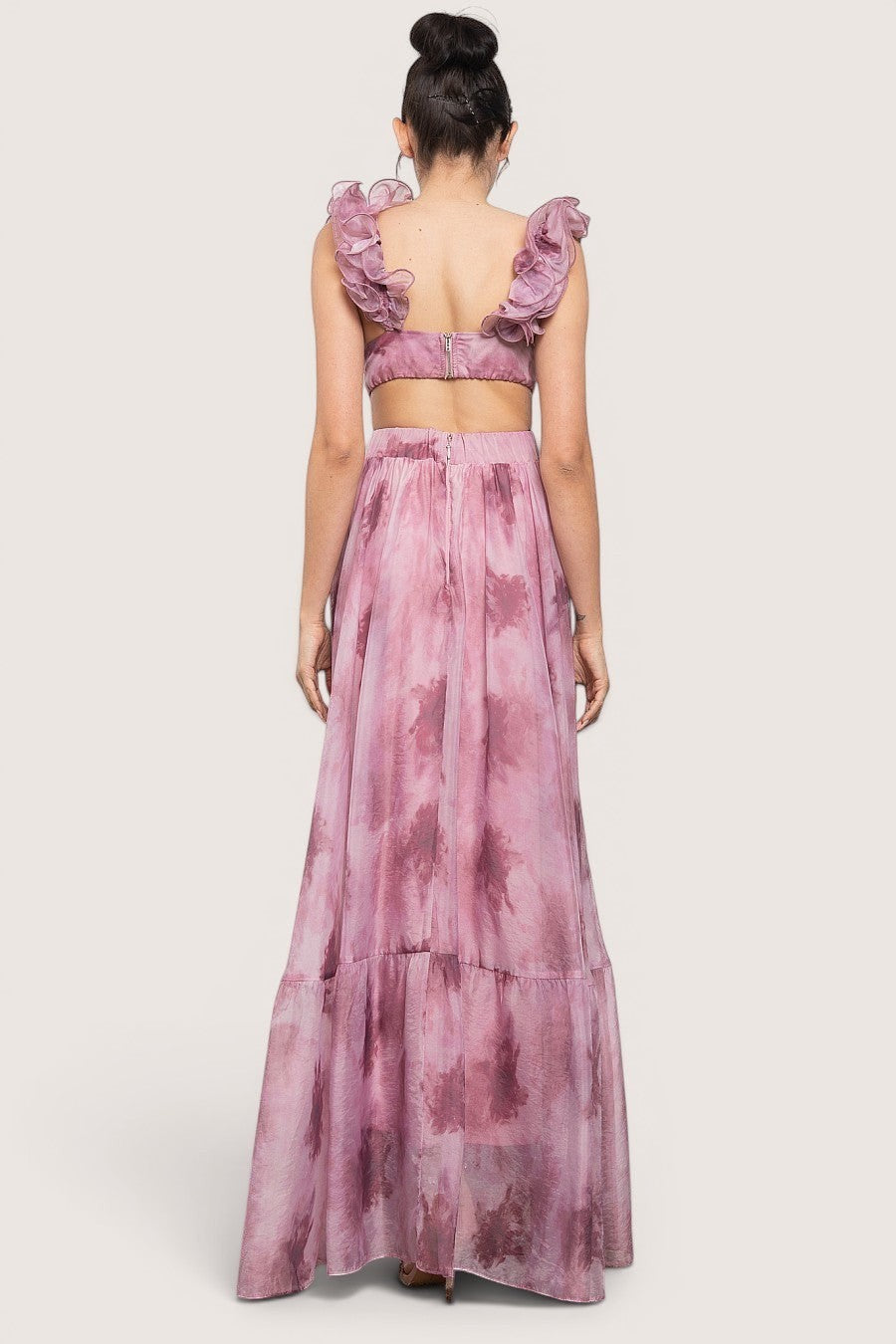 Vestido maxi malva completo