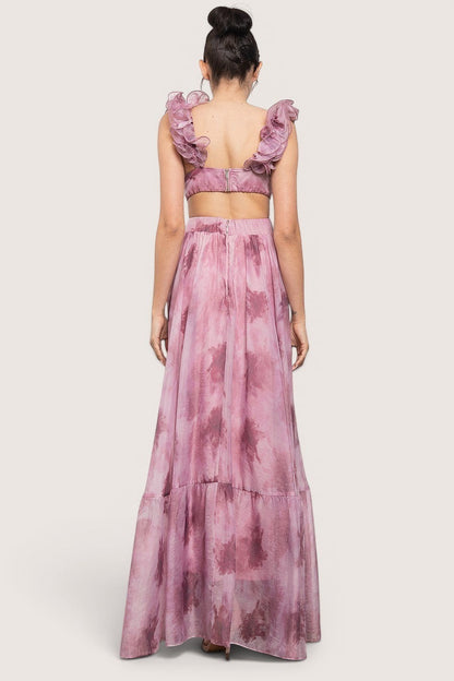 Vestido maxi malva completo