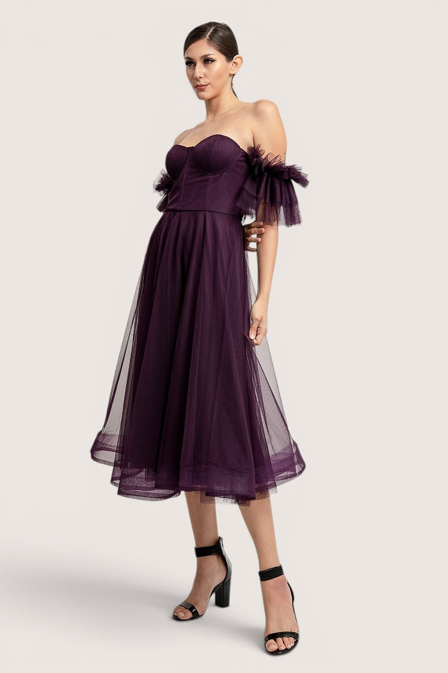 Vestido midi mora vista lateral