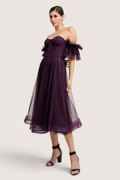Vestido midi mora vista lateral