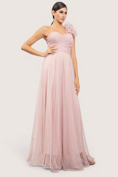 Vestido largo rosa - vista lateral