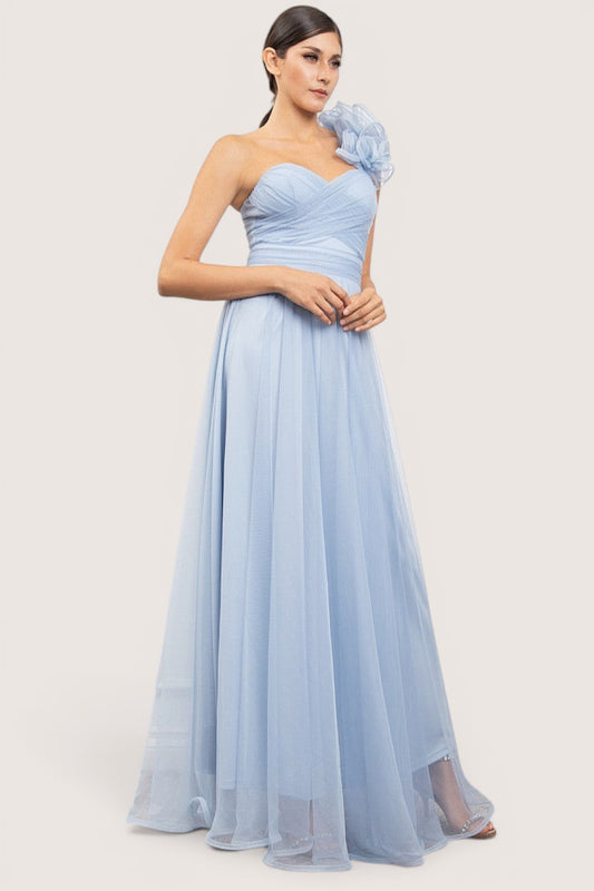 Vestido largo azul - lateral
