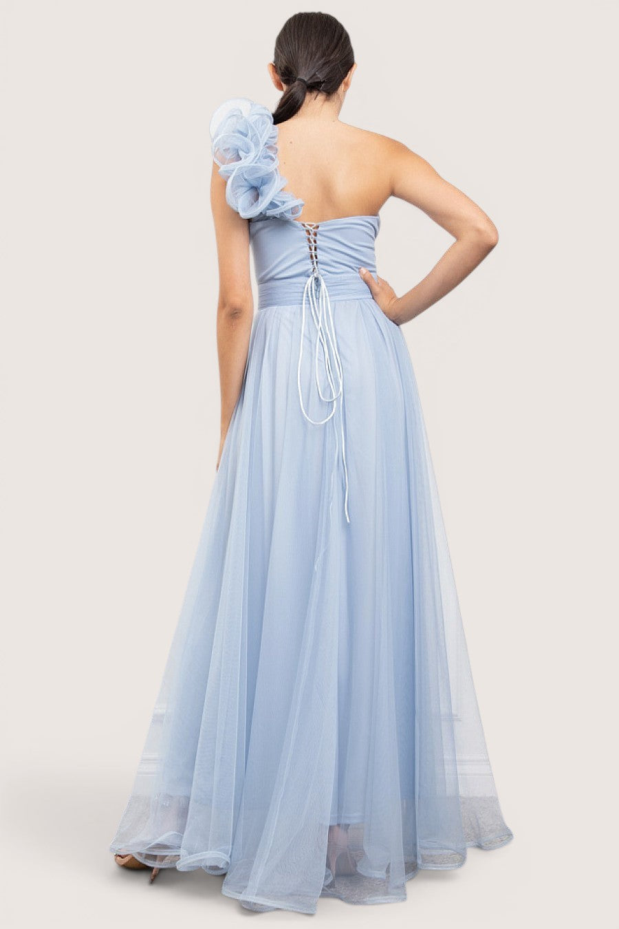 Vestido largo azul - detalle