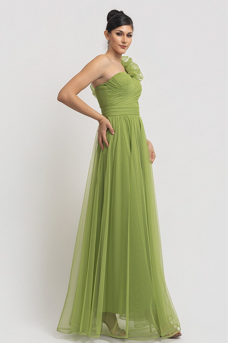 Vestido largo verde manzana
