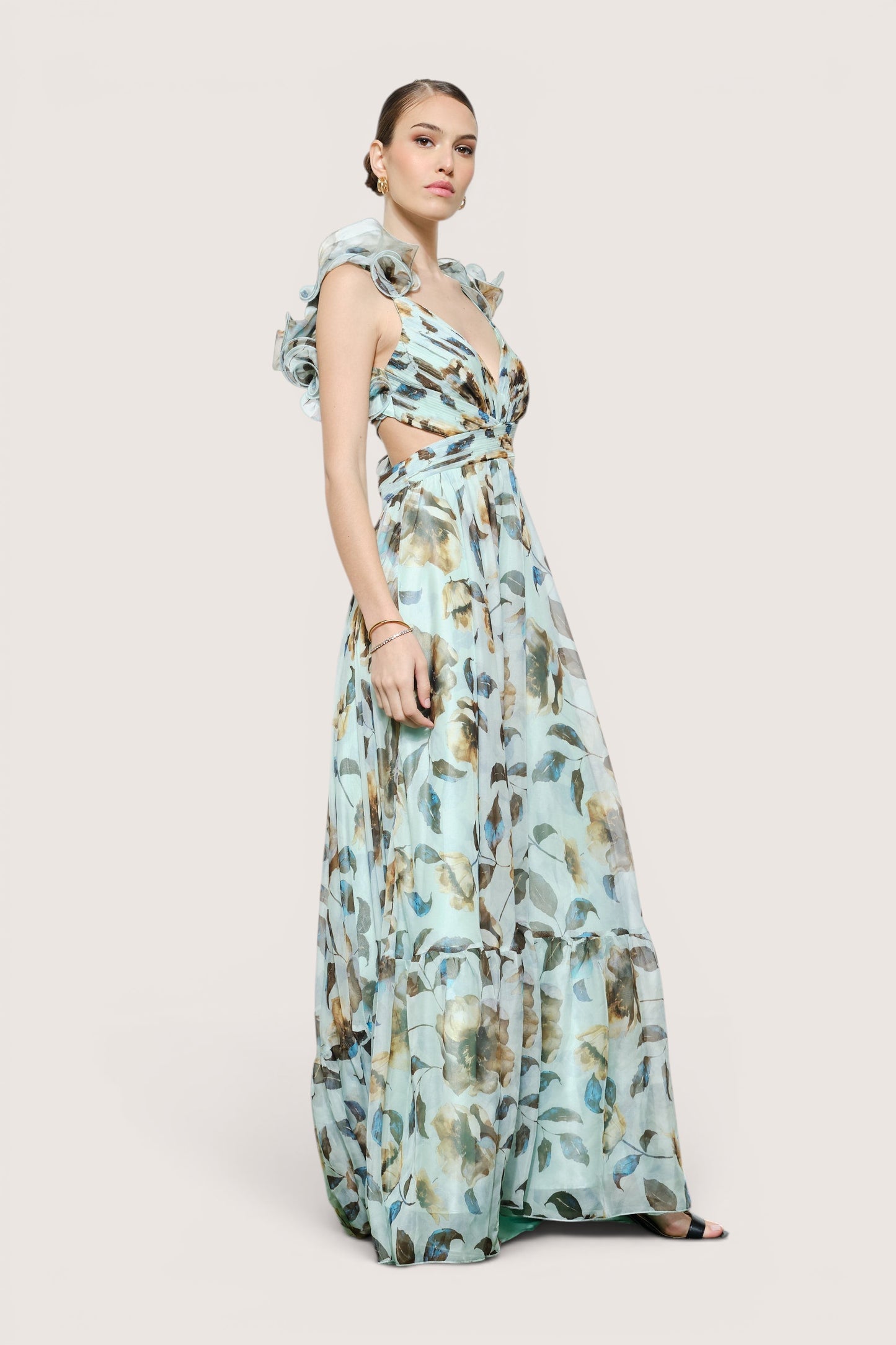 Vestido largo menta detalle