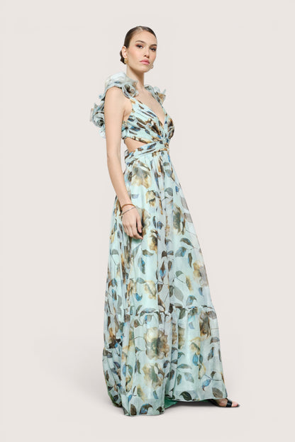 Vestido largo menta detalle