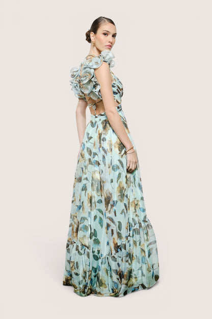 Vestido largo menta completo