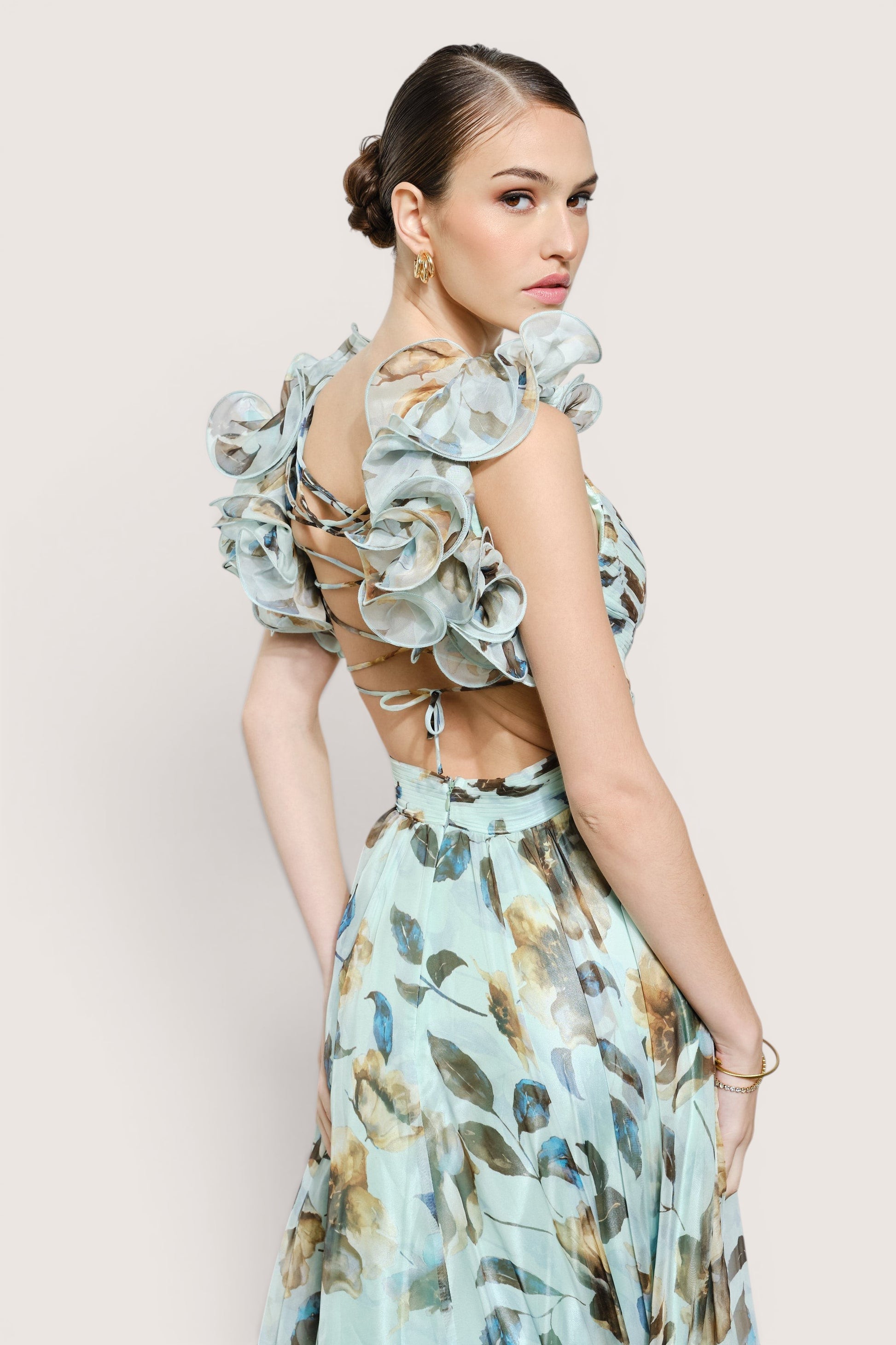 Vestido largo menta movimiento