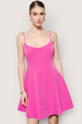 Vestido Mini Fucsia Hot Pink Tirantes con Falda en A