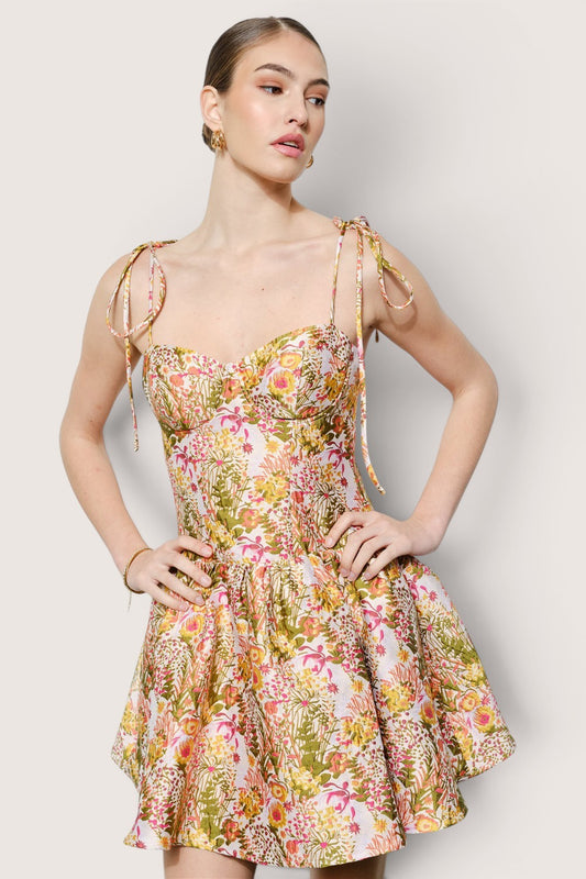 Vestido mini floral margaritas frente