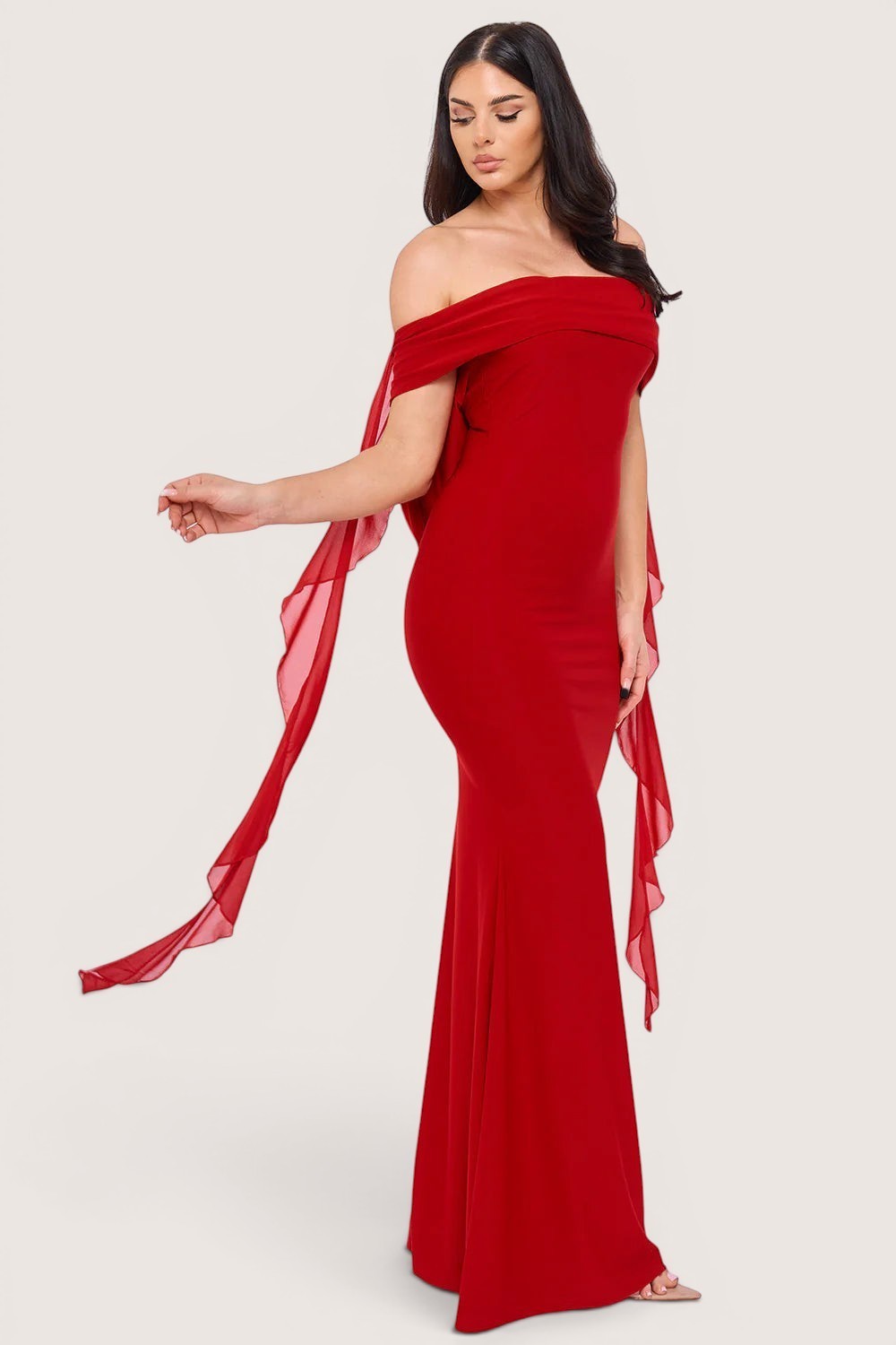 Vestido rojo Pink Shop manga capa chiffon