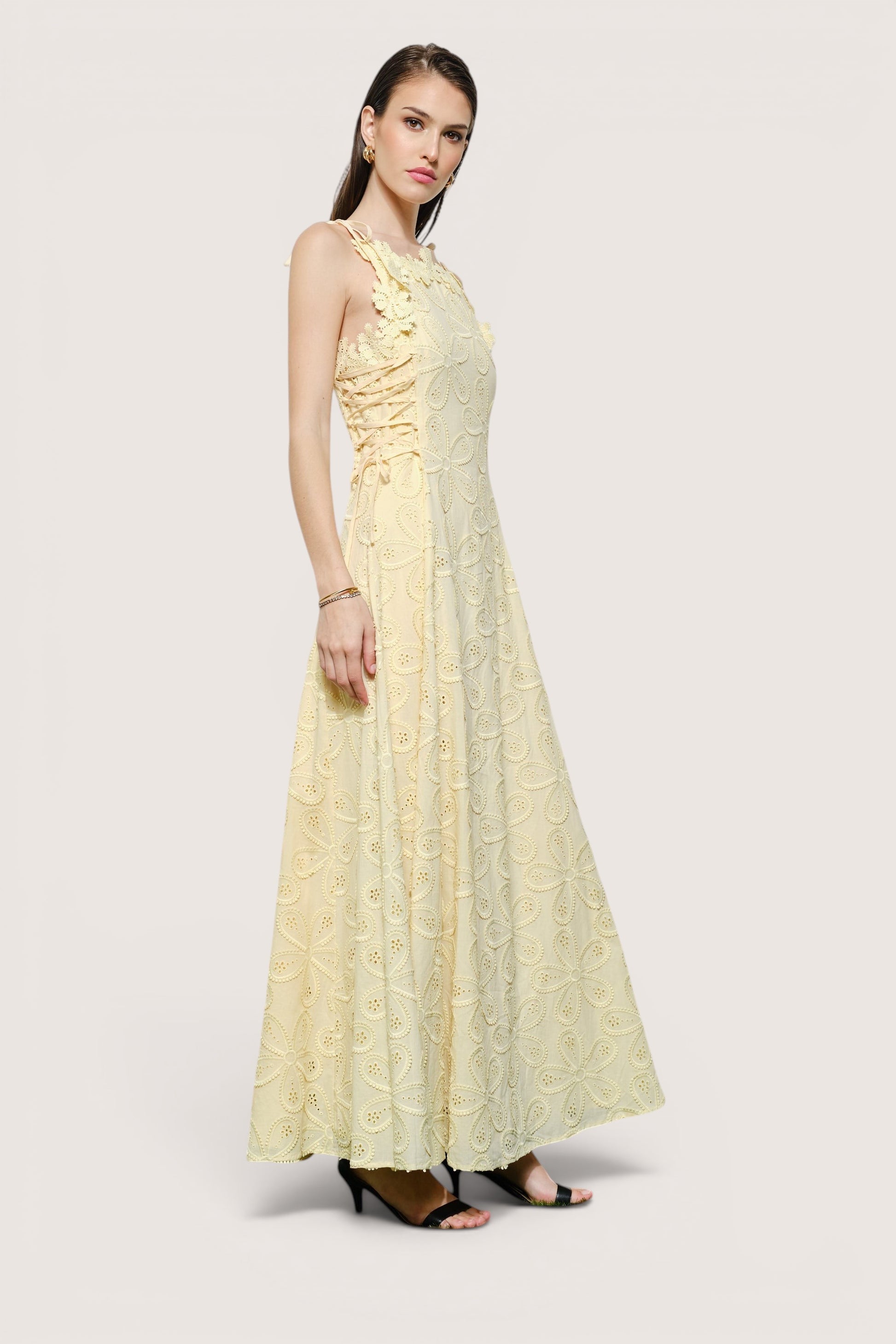 Vestido maxi crema boho garden Pink Shop