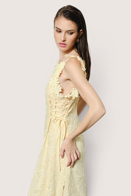 Vestido maxi vainilla baby shower garden