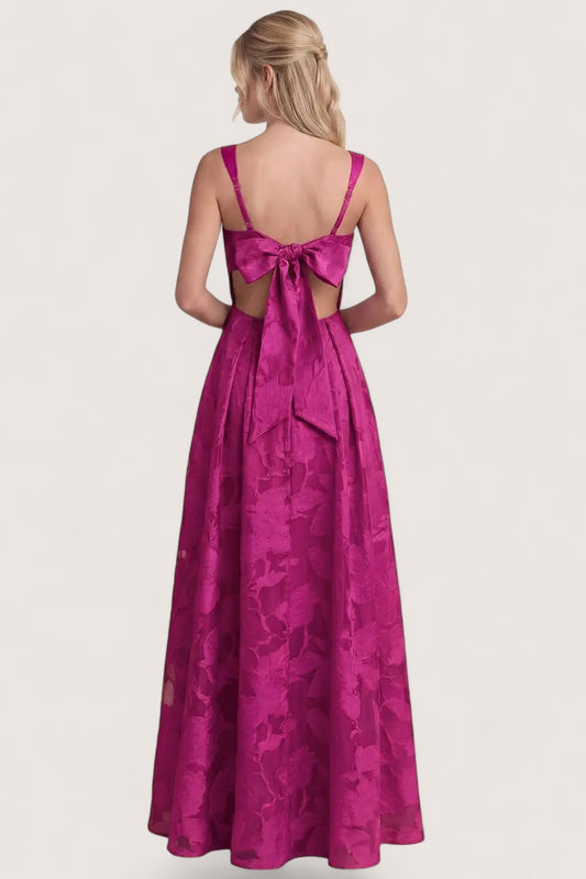 Vestido fucsia jacquard floral en A Pink Shop