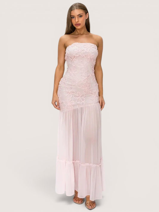 V260534 pink midi encaje