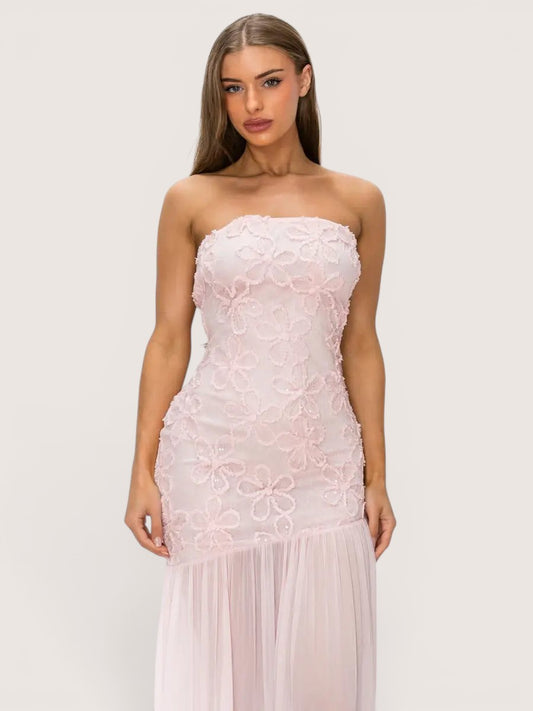V260534 pink midi encaje