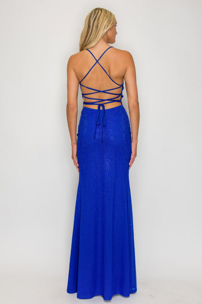 Vestido Largo Azul Rey Pedrería Sirena Sweetheart | V260619