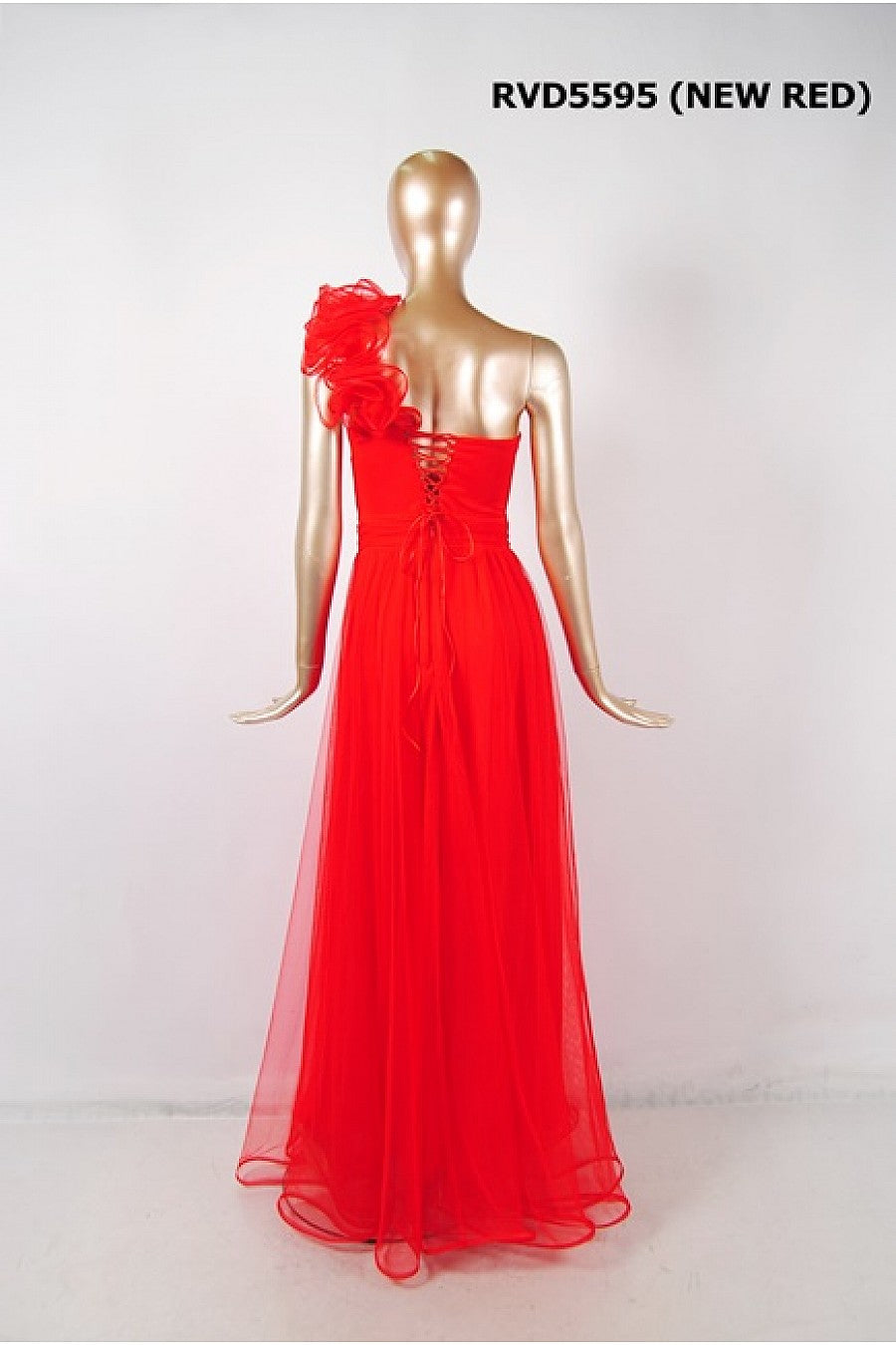 Vista completa vestido largo rojo tul - Pink Shop by MAF