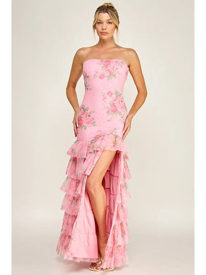 Detalle falda olanes vestido fucsia - Pink Shop by MAF