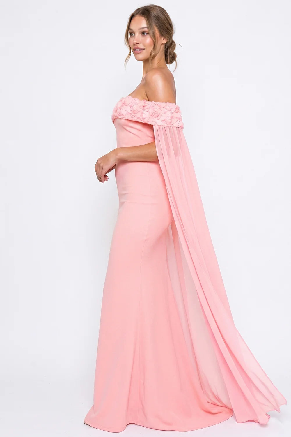 Detalle flores 3D vestido rosa - Pink Shop by MAF