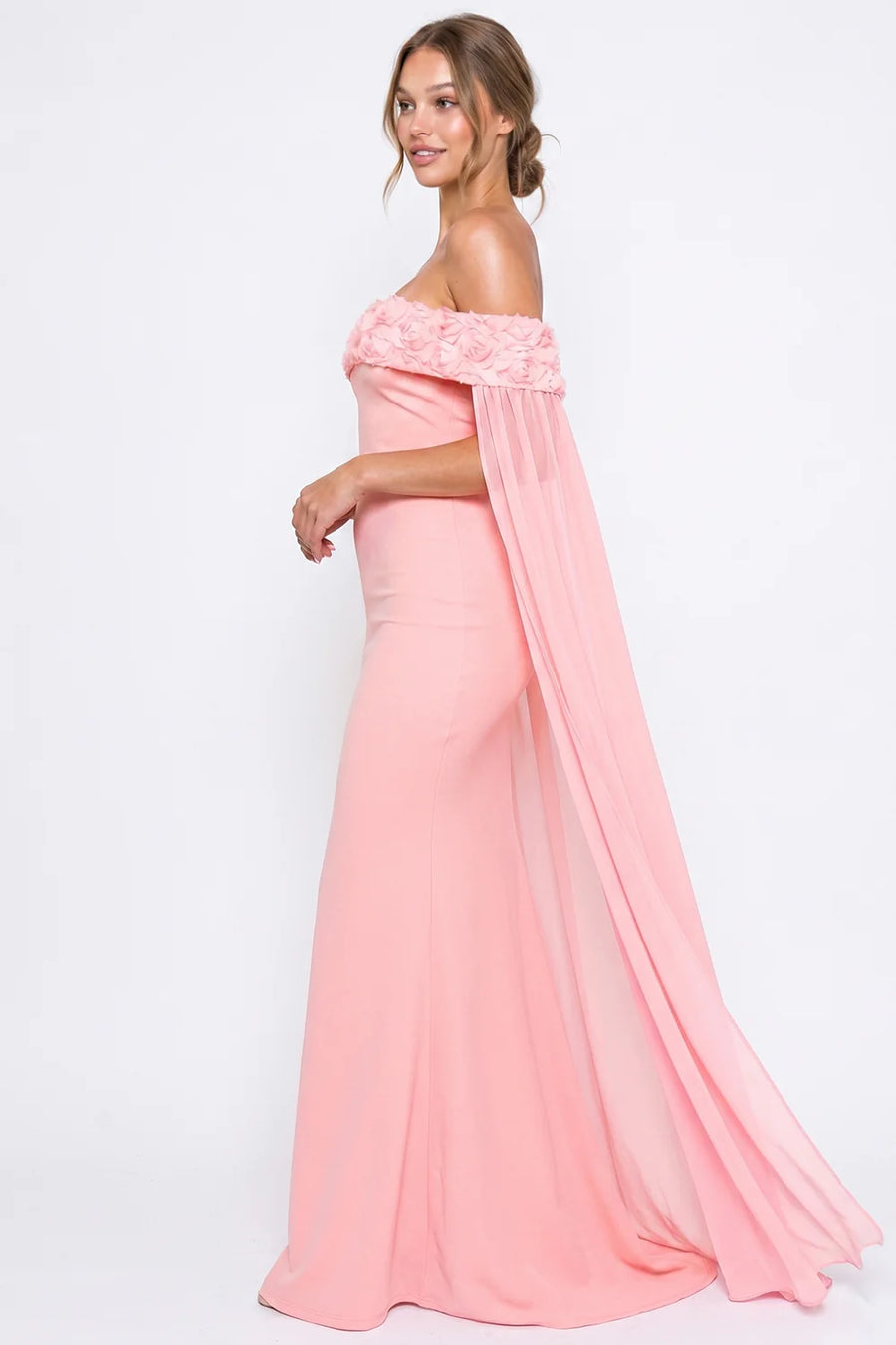 Detalle flores 3D vestido rosa - Pink Shop by MAF
