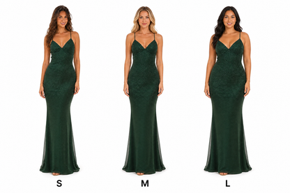 Vestido de pedrería con tirantes cruzados — Verde esmeralda