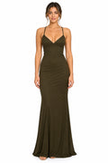 Vestido largo sirena escote V con tirantes