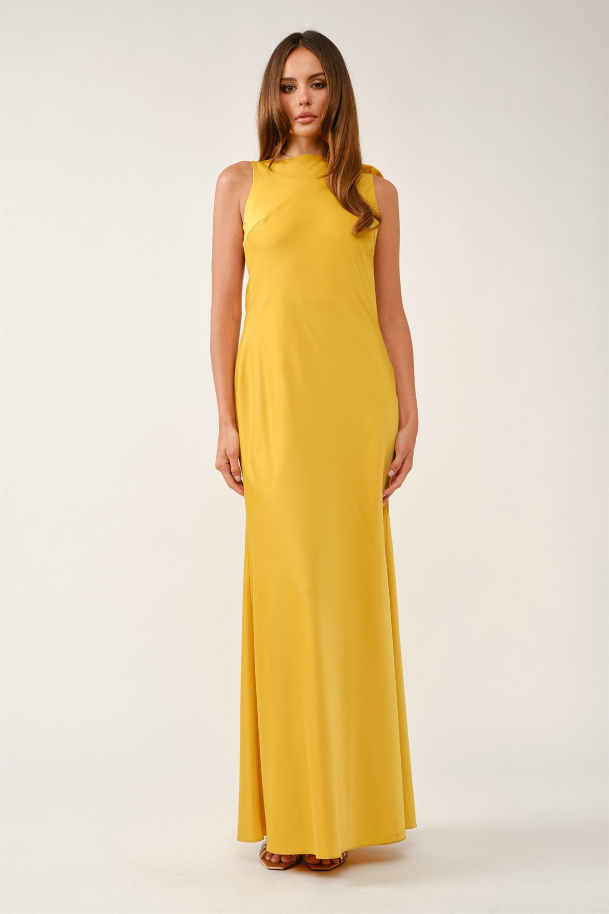 Pink Shop by MAF Vestido largo halter mostaza, vista 8