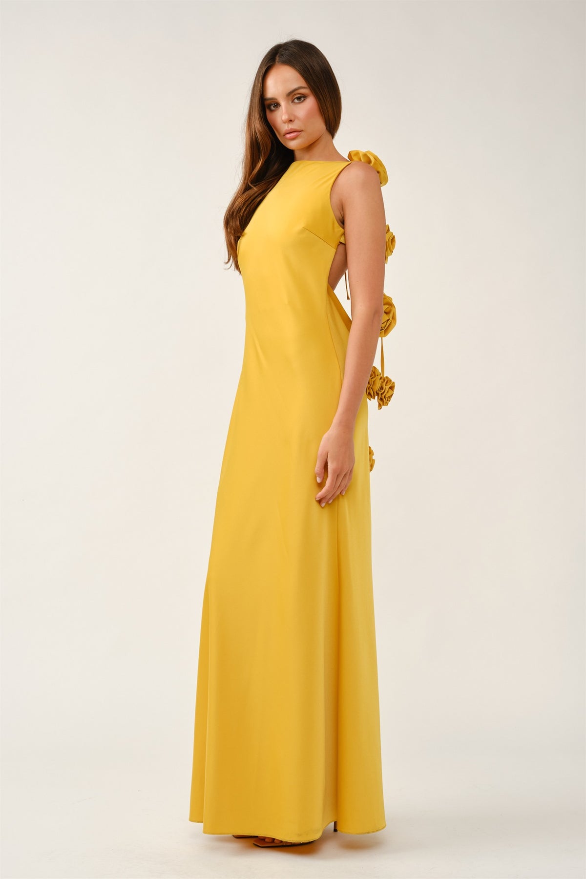Pink Shop by MAF Vestido largo halter mostaza, vista 9