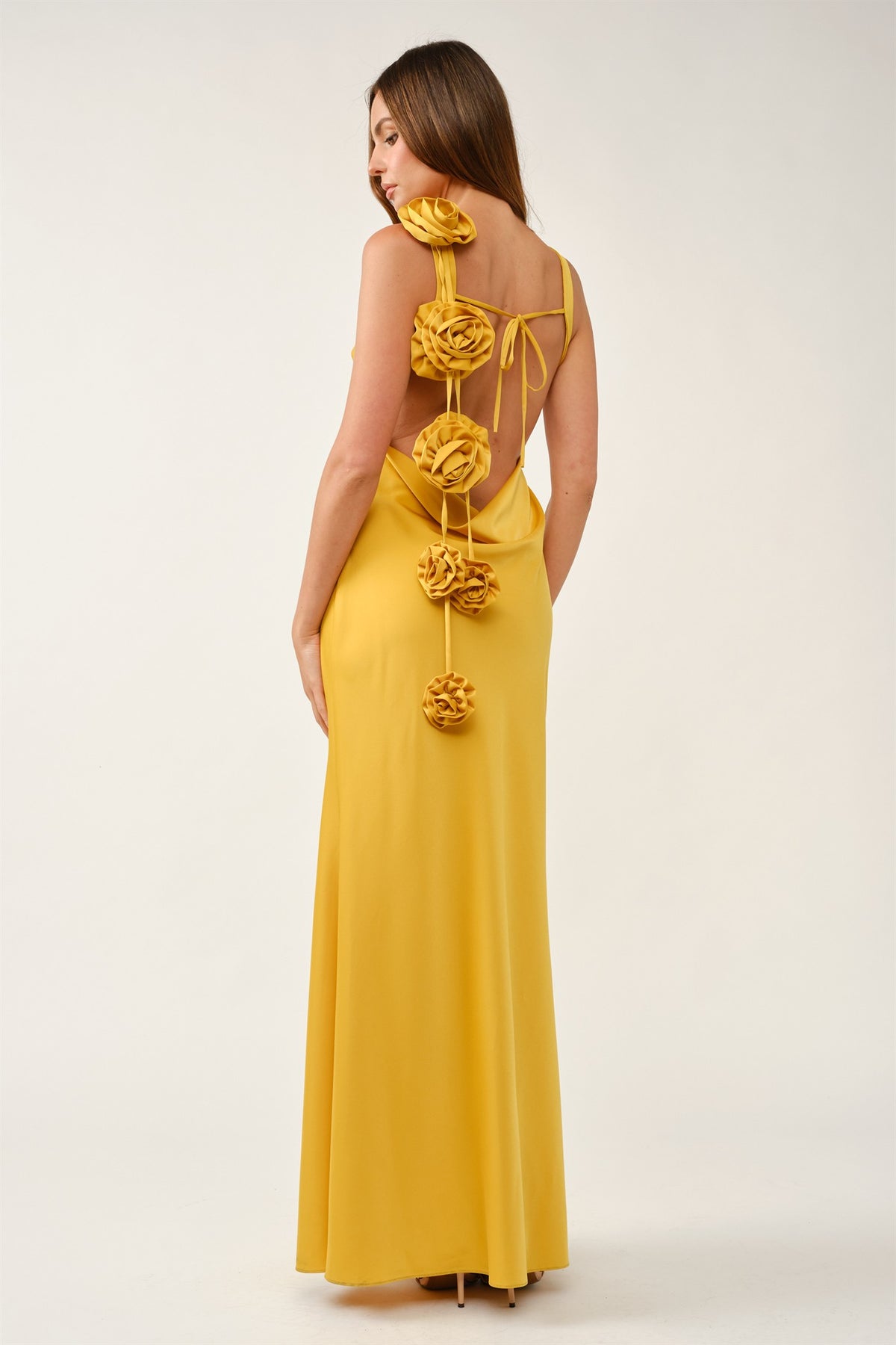 Pink Shop by MAF Vestido largo halter mostaza, vista 10