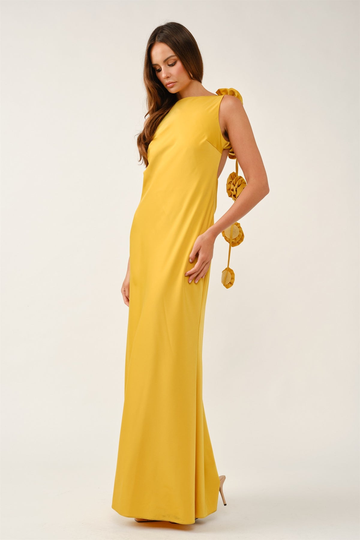Pink Shop by MAF Vestido largo halter mostaza, vista 12