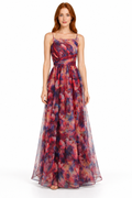 Vestido largo de malla estampado floral con tirantes