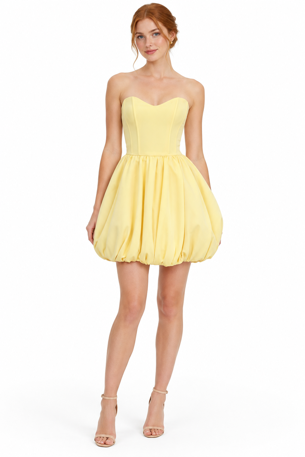 Pink Shop by MAF Vestido Corto Globo Strapless amarillo, vista 1