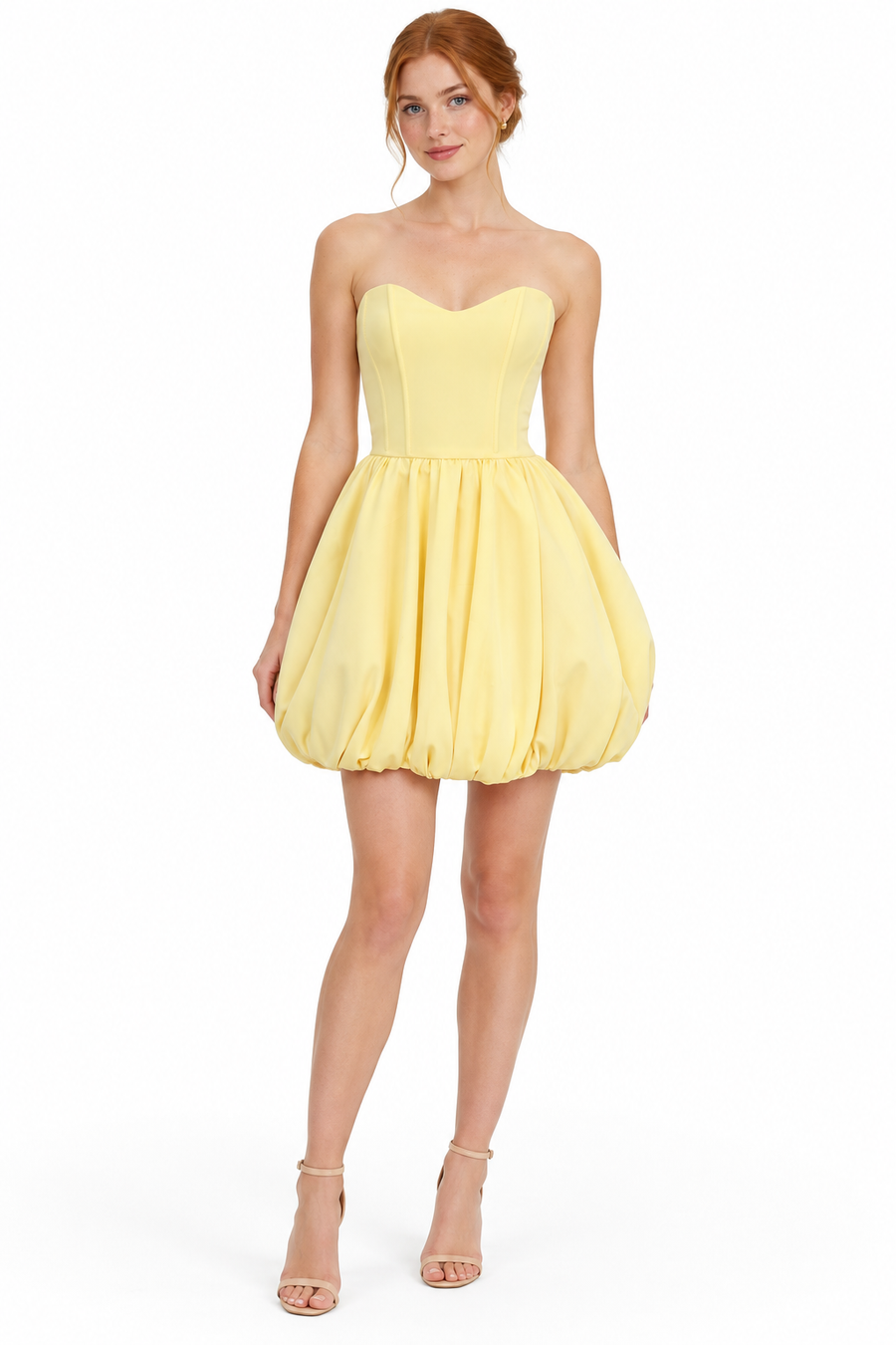 Pink Shop by MAF Vestido Corto Globo Strapless amarillo, vista 1