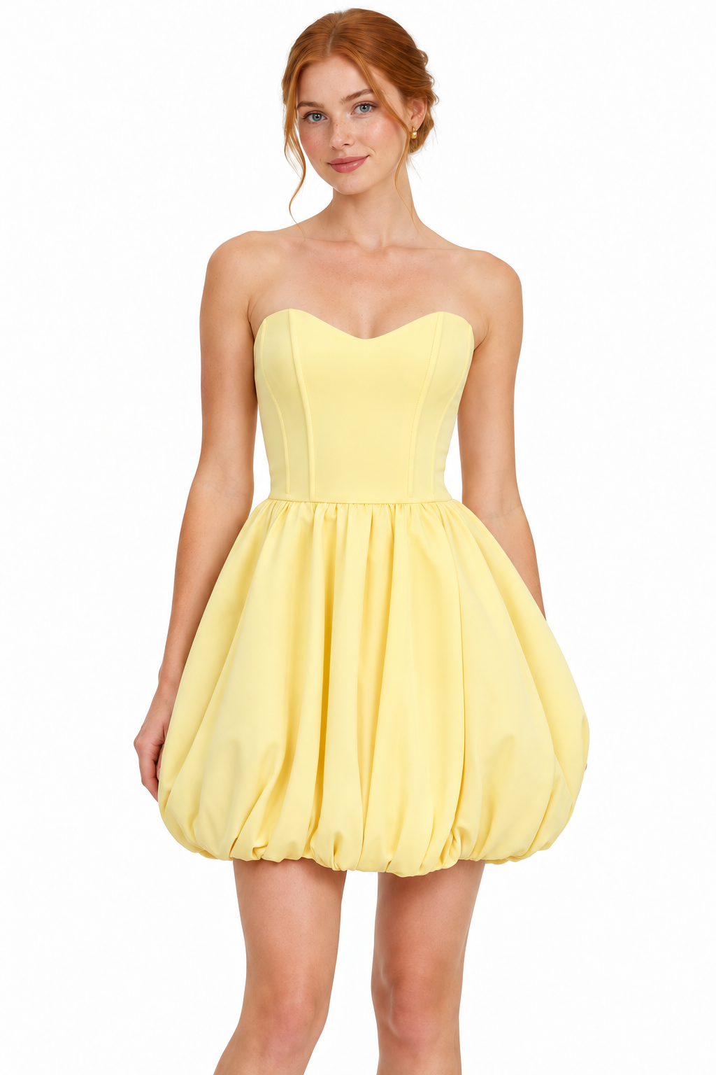 Pink Shop by MAF Vestido Corto Globo Strapless amarillo, vista 5